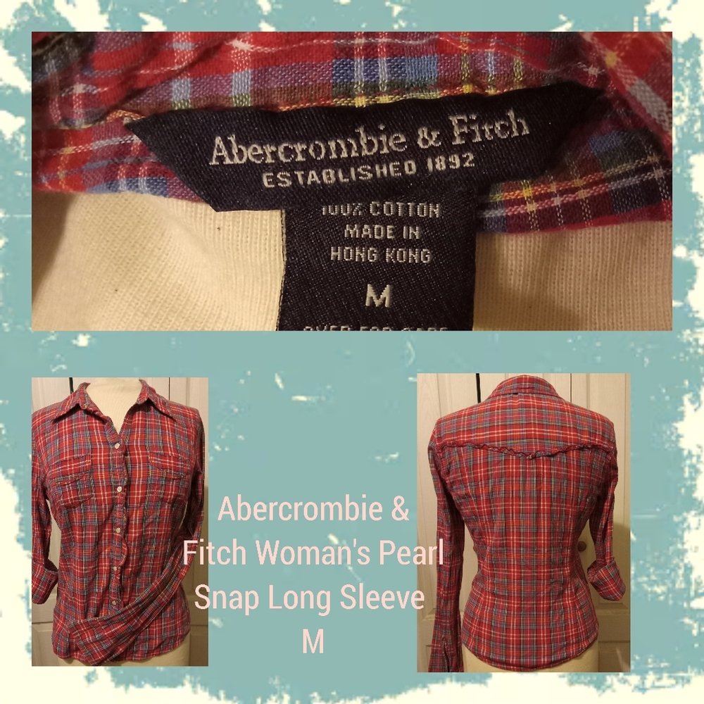 Abercrombie and Fitch Woman's Pearl Snap Long Sleeve, Medium
